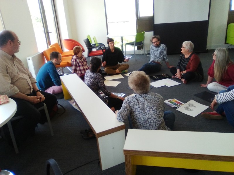 Workshop participants learning about ‘embodied responses’ to ethnographic data, led by Dr Jennifer Leigh